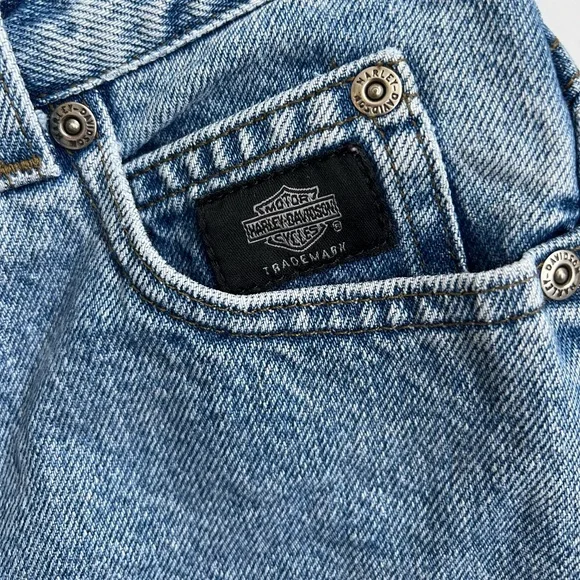 VINTAGE Harley Davidson High Rise Mid Thick Denim Jean Short Size 4